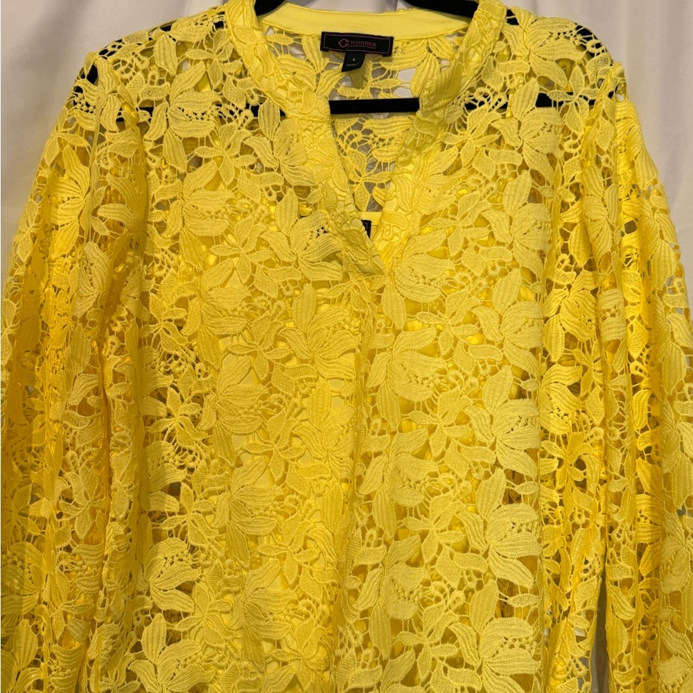 C Wonder by Christian siriano Yellow Lace Top with Cami